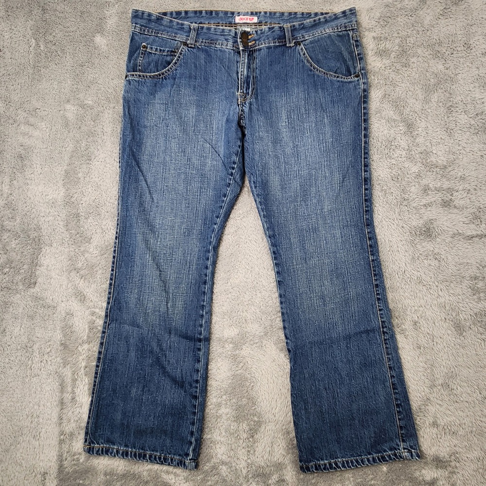 Dear ab Jeans‎ Women 18S Blue Denim Bootcut 5-Pocket Button Flap Back Pockets